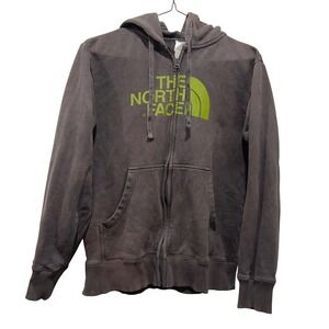 The North Face Upcycled Bleach Dye Distressed Full Zip Hoodie Grey‎ Green Medium